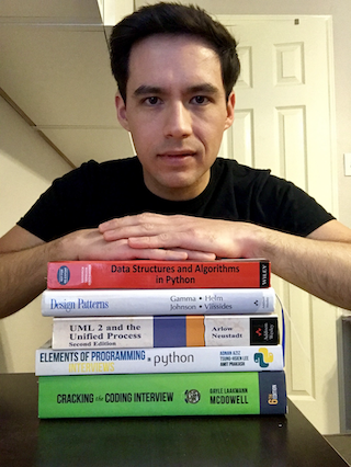 Me with a pile of books